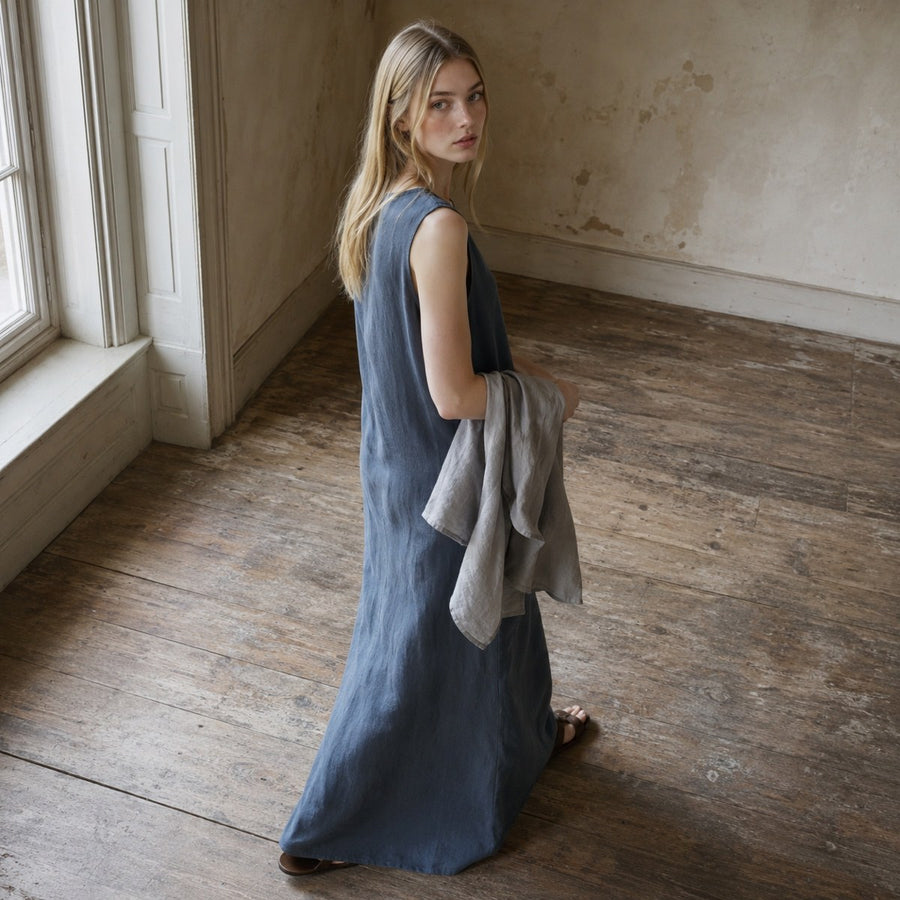 shown on the model — Ravensbourne sleeveless column dress, Everyday Column Dresses by ORASCI.