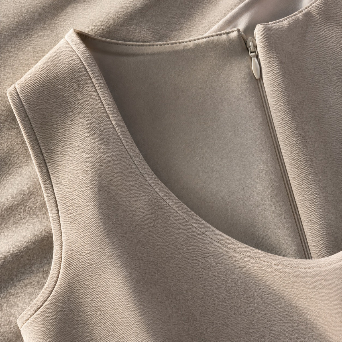 detail shot of the fabric — Cudham sleeveless column dress, Everyday Column Dresses by ORASCI.