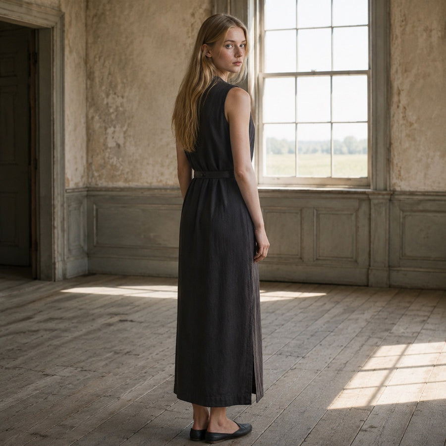 shown on the model — Willow Reach straight column dress, Everyday Column Dresses by ORASCI.