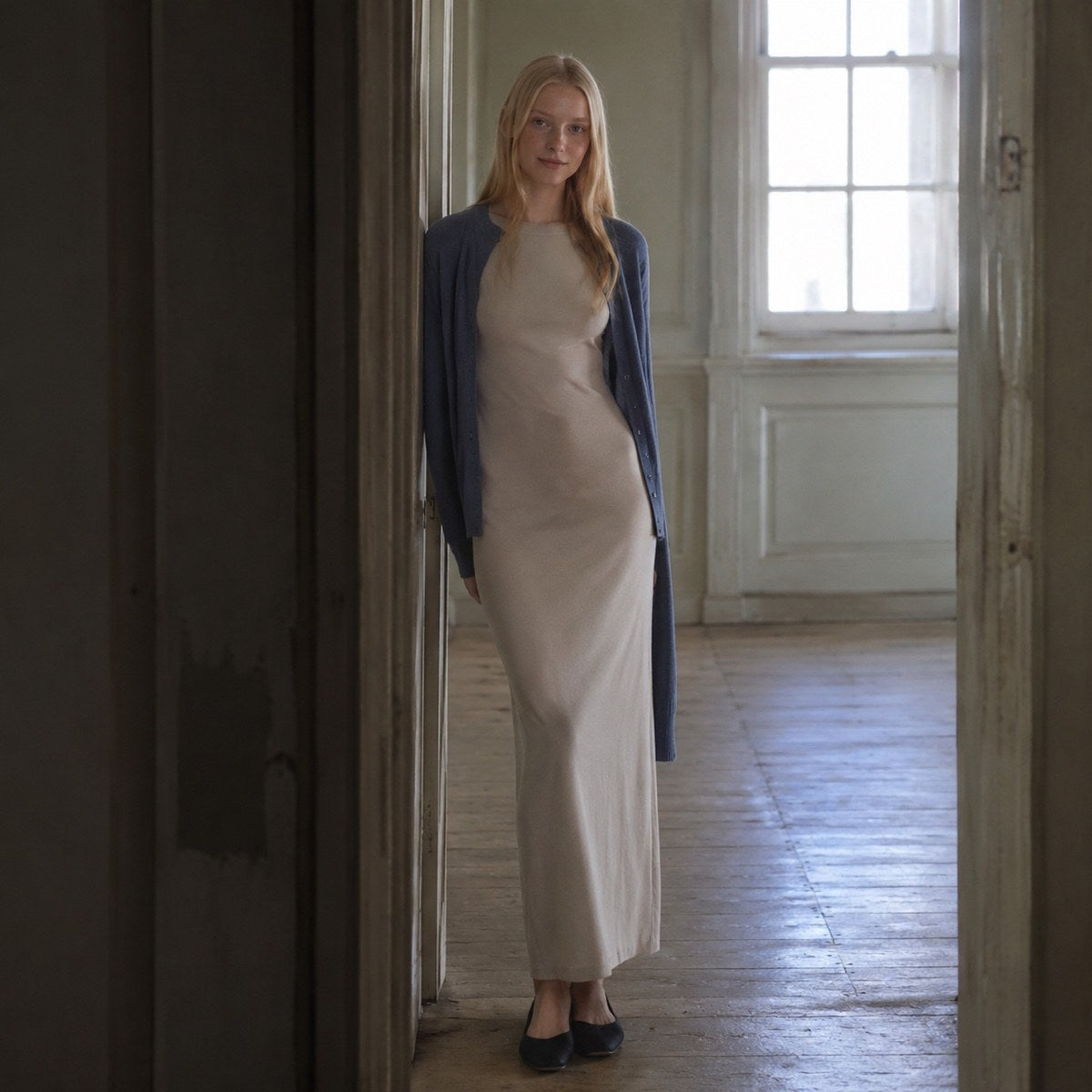 shown on the model — Hayes Common straight column dress, Everyday Column Dresses by ORASCI.