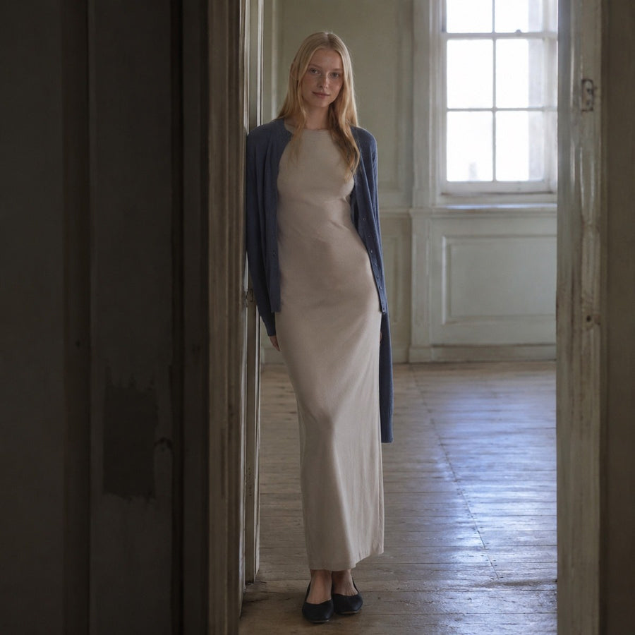 shown on the model — Hayes Common straight column dress, Everyday Column Dresses by ORASCI.