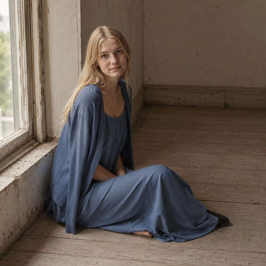shown on the model — Hazel Court straight column dress, Everyday Column Dresses by ORASCI.