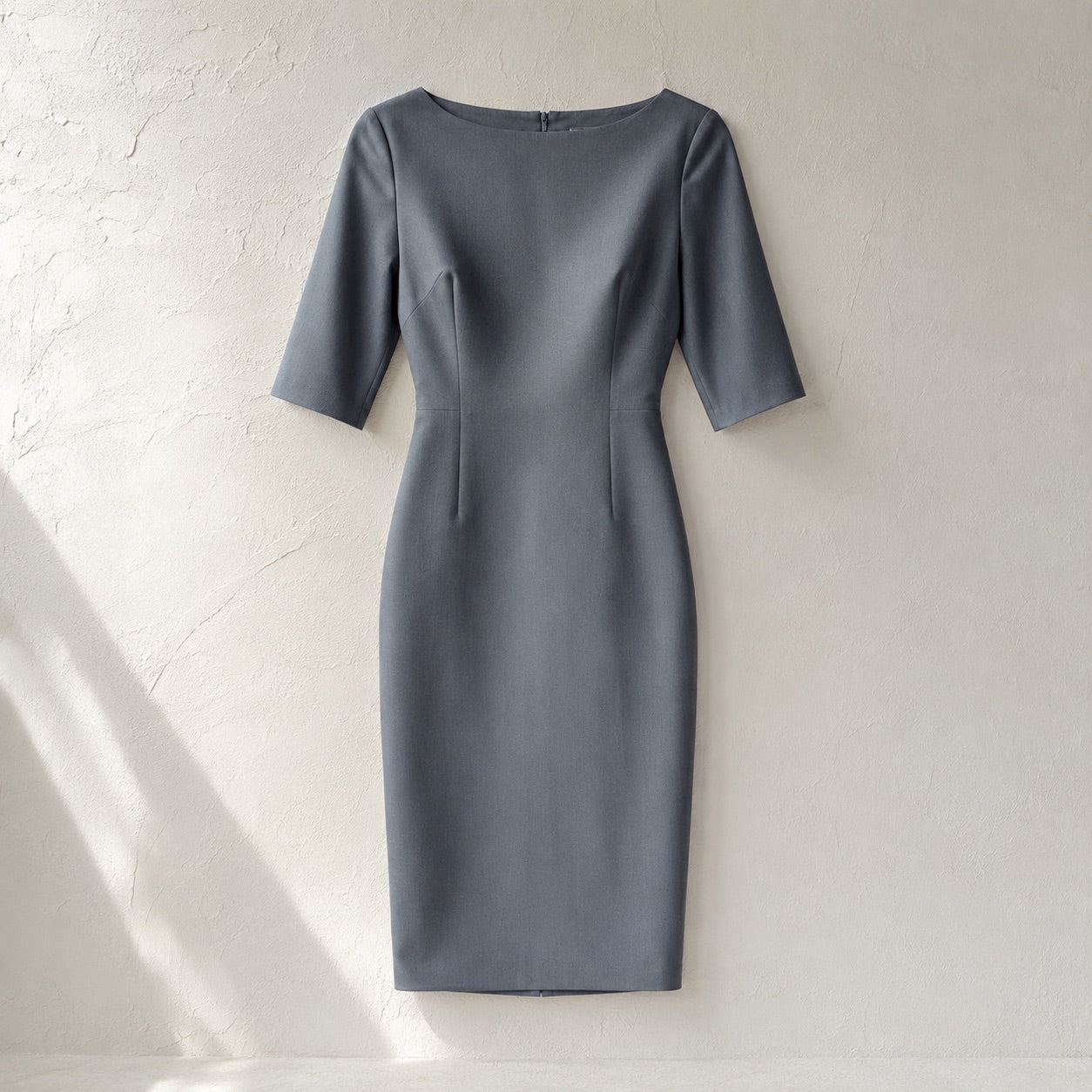 laid flat and shot from above — Slate Hollow body-skimming pencil dress, Evening Gowns and Body-Skimming Dresses by ORASCI.