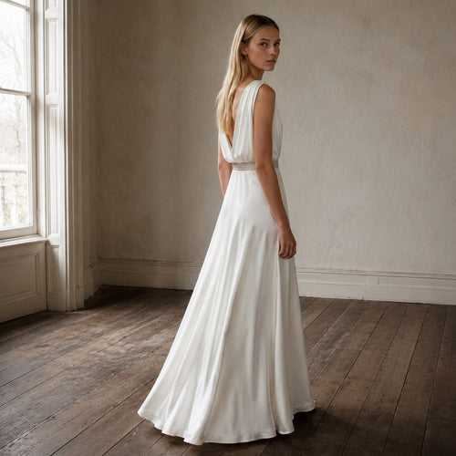 shown on the model — Keston floor-length evening gown, Evening Gowns and Body-Skimming Dresses by ORASCI.