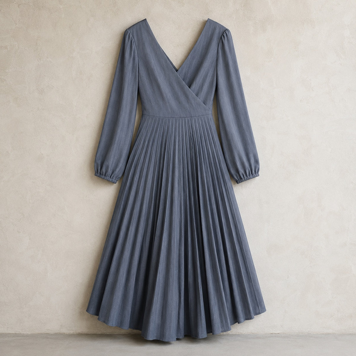 laid flat and shot from above — Chislehurst sunray-pleat midi dress, Pleated Midi Dresses by ORASCI.