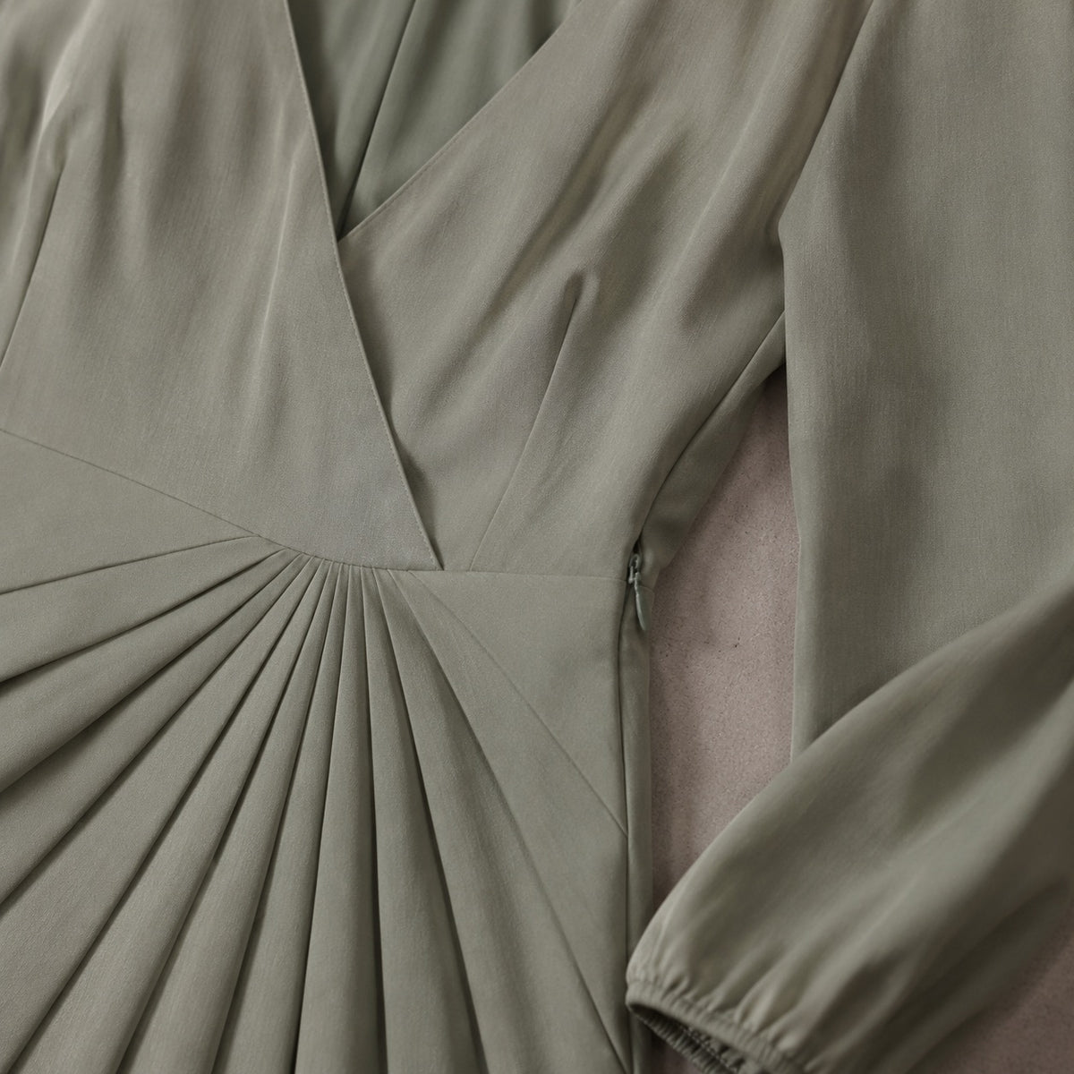 detail shot of the fabric — Shortlands sunray-pleat midi dress, Pleated Midi Dresses by ORASCI.