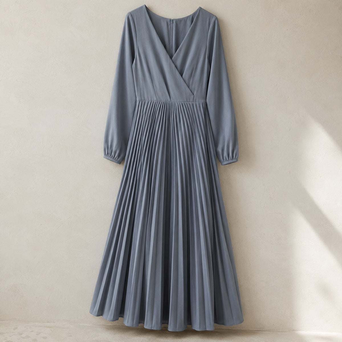 laid flat and shot from above — Shortlands sunray-pleat midi dress, Pleated Midi Dresses by ORASCI.