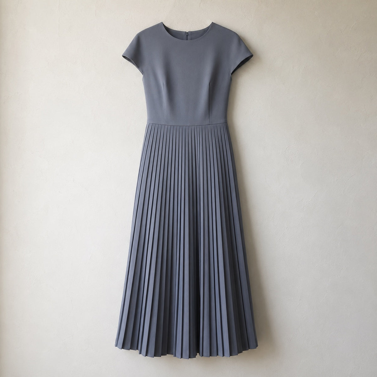 laid flat and shot from above — Alder Lane knife-pleat midi dress, Pleated Midi Dresses by ORASCI.