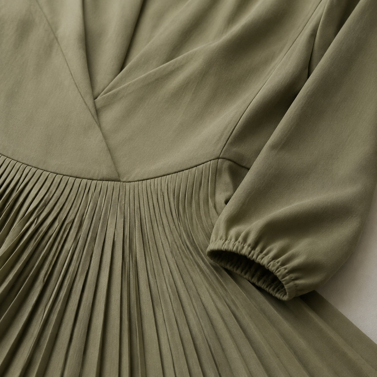 detail shot of the fabric — Hayes Common sunray-pleat midi dress, Pleated Midi Dresses by ORASCI.