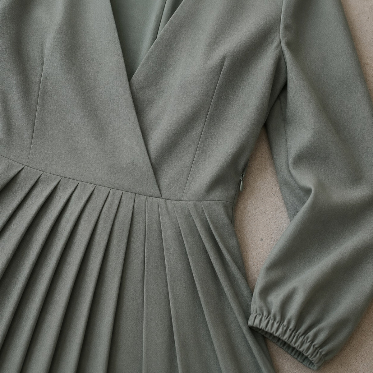 detail shot of the fabric — Sorrel Field sunray-pleat midi dress, Pleated Midi Dresses by ORASCI.