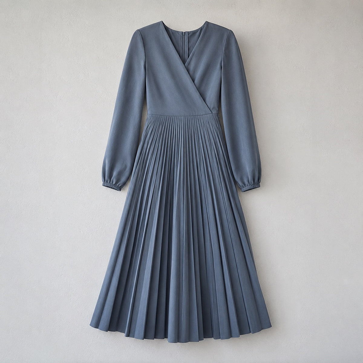 laid flat and shot from above — Sorrel Field sunray-pleat midi dress, Pleated Midi Dresses by ORASCI.