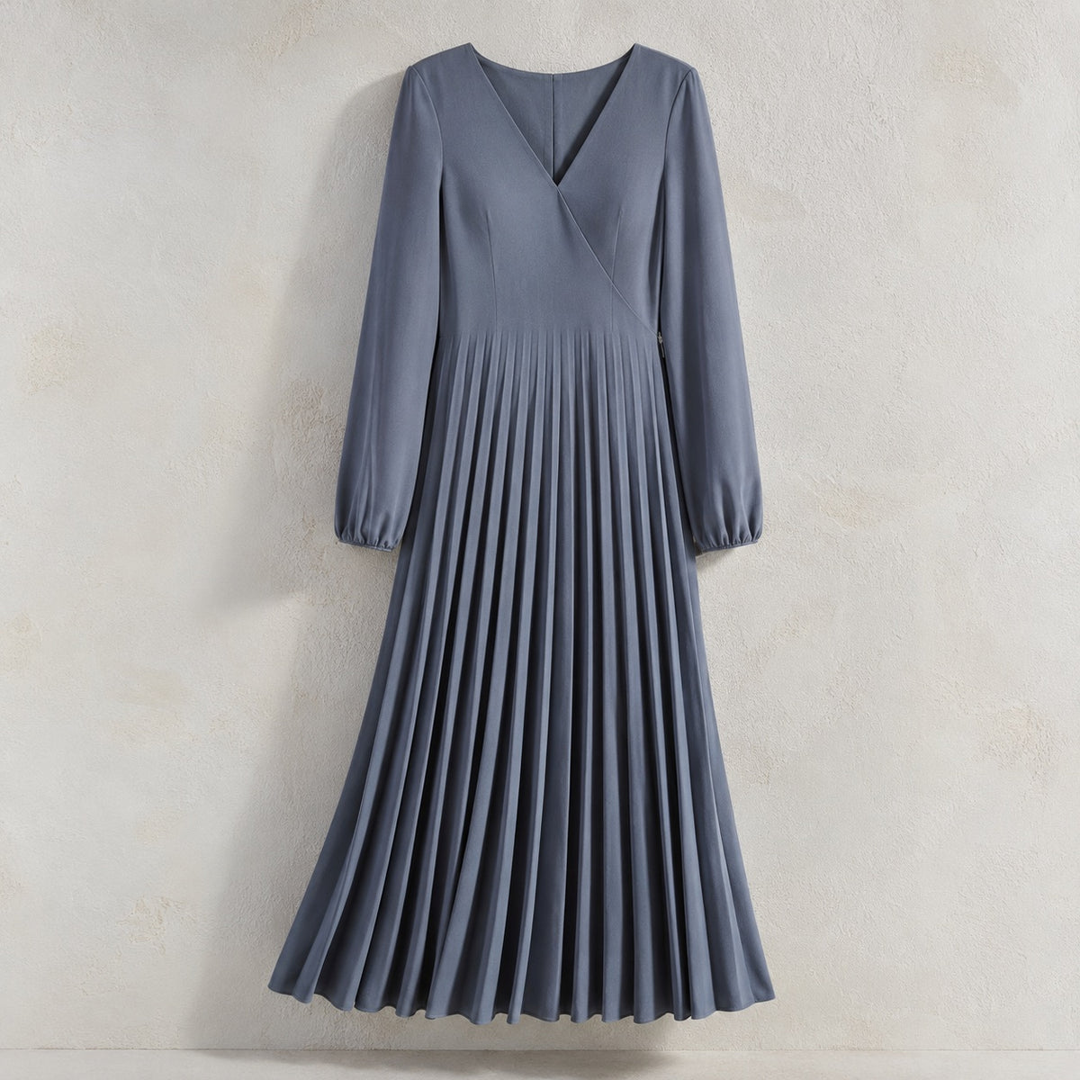 laid flat and shot from above — Ravensbourne sunray-pleat midi dress, Pleated Midi Dresses by ORASCI.