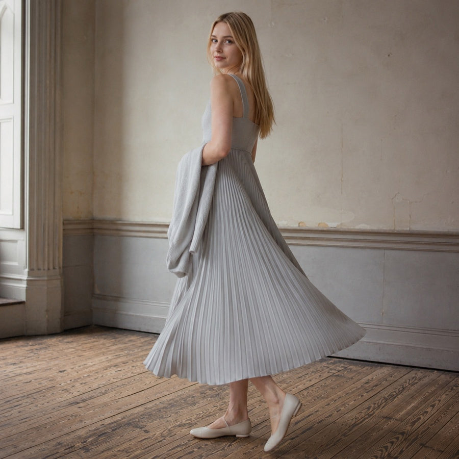 shown on the model — Keston sunray-pleat midi dress, Pleated Midi Dresses by ORASCI.
