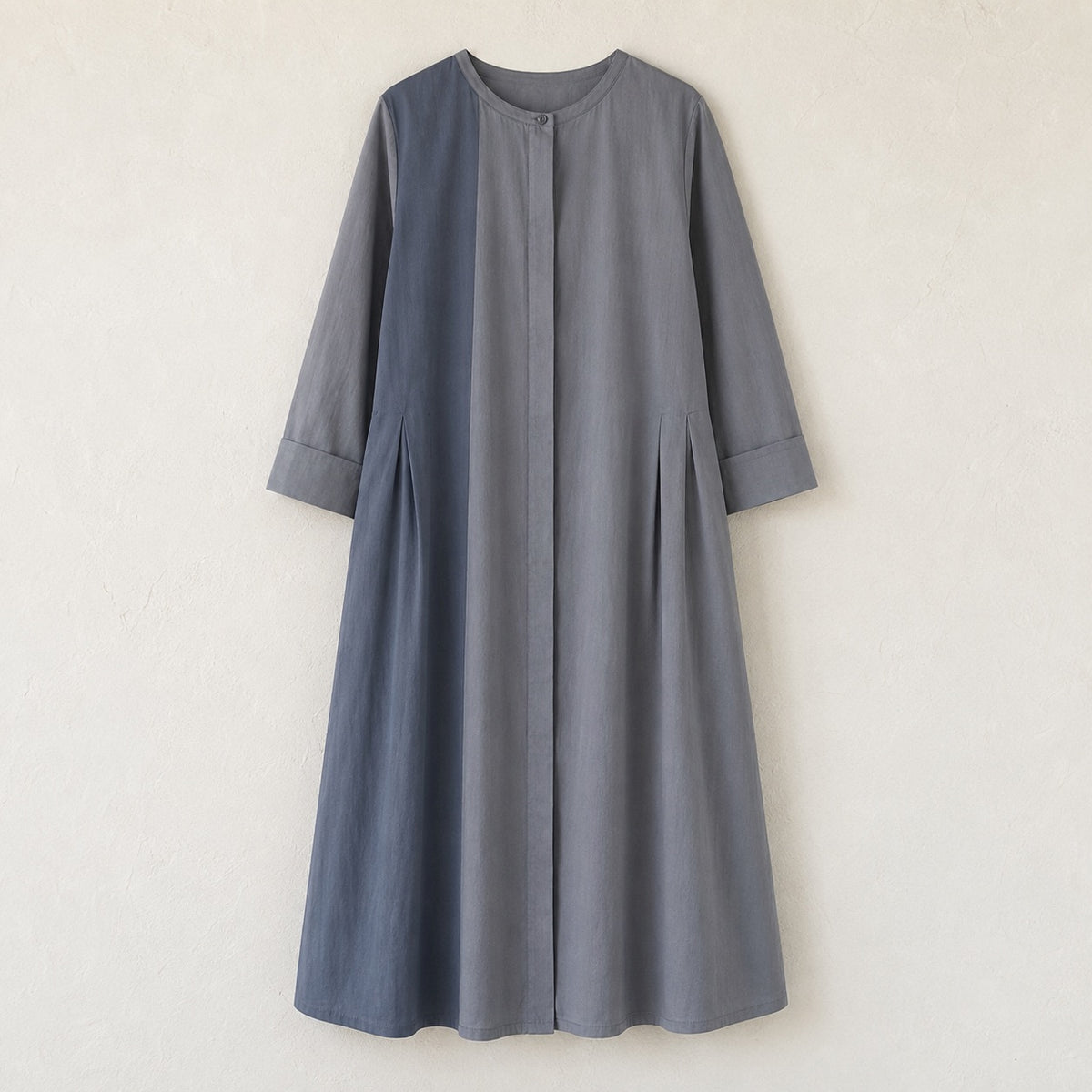 laid flat and shot from above — Ravensbourne collarless shirt dress, Shirt Dresses by ORASCI.