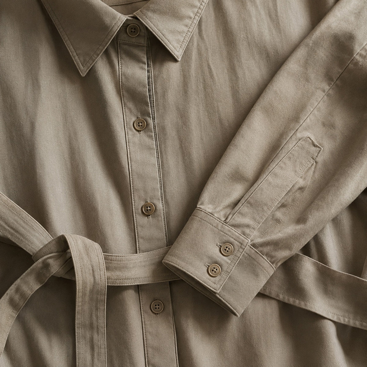 detail shot of the fabric — Elmstead belted shirt dress, Shirt Dresses by ORASCI.