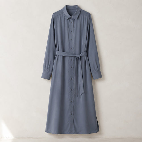 laid flat and shot from above — Elmstead belted shirt dress, Shirt Dresses by ORASCI.