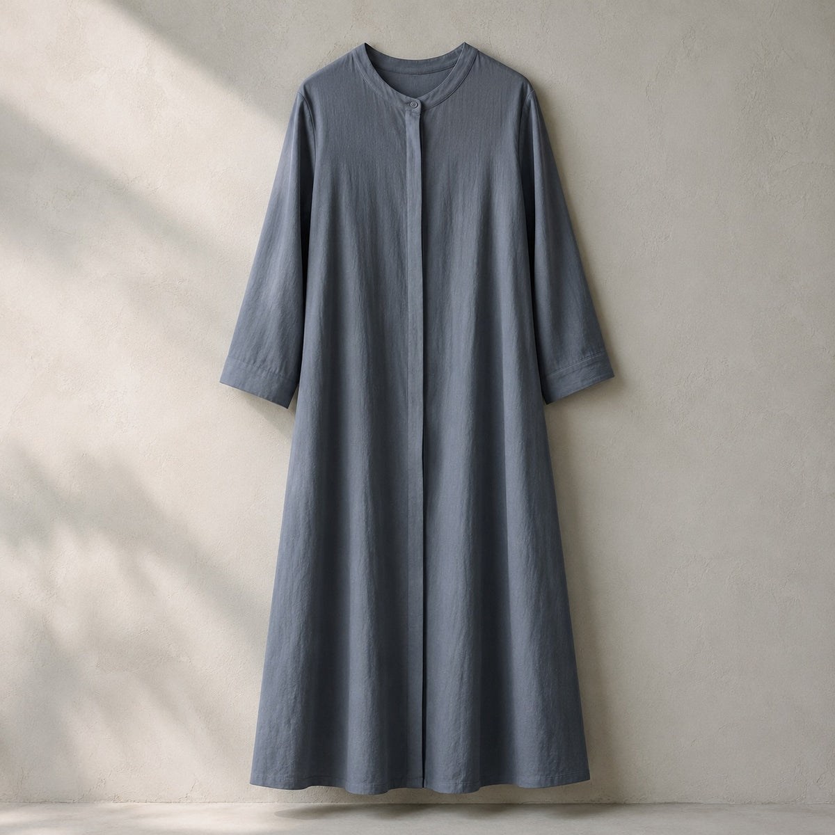 laid flat and shot from above — Sorrel Field collarless shirt dress, Shirt Dresses by ORASCI.