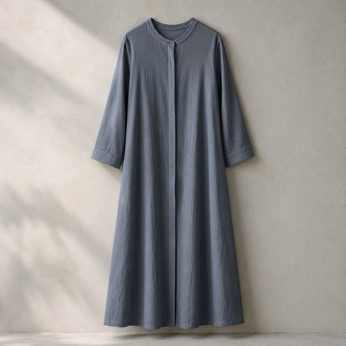 laid flat and shot from above — Sorrel Field collarless shirt dress, Shirt Dresses by ORASCI.