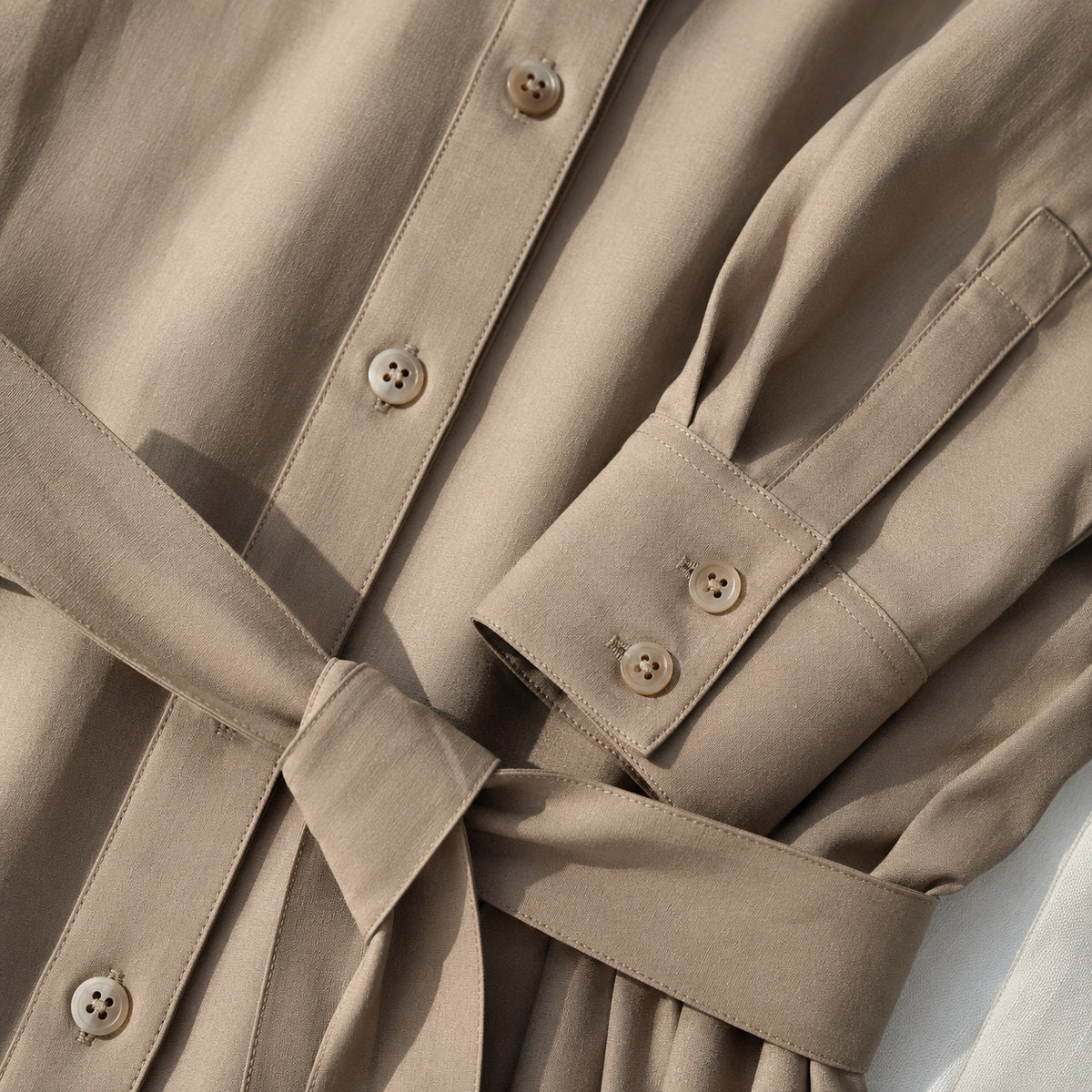 detail shot of the fabric — Bromley Vale belted shirt dress, Shirt Dresses by ORASCI.