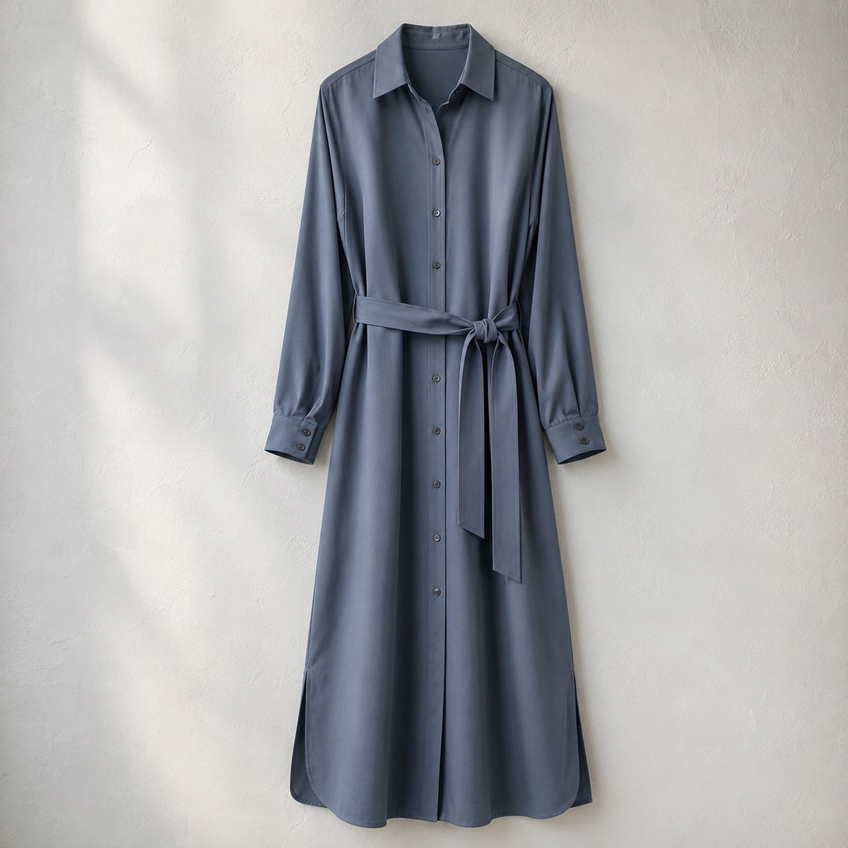 laid flat and shot from above — Alder Lane belted shirt dress, Shirt Dresses by ORASCI.