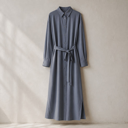 laid flat and shot from above — Chislehurst belted shirt dress, Shirt Dresses by ORASCI.