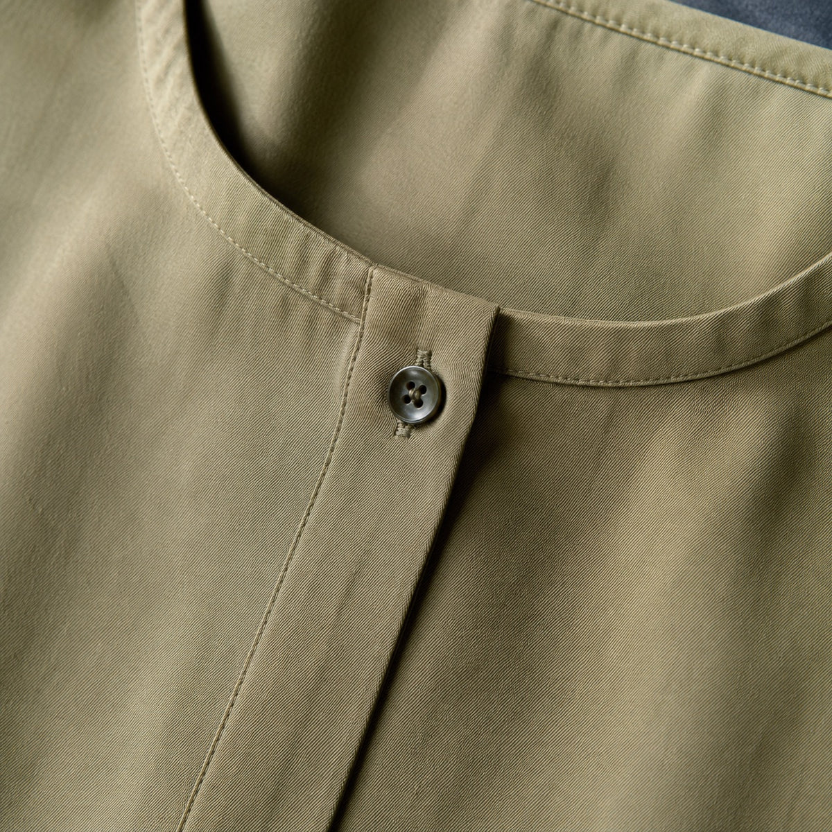 detail shot of the fabric — Hazel Court collarless shirt dress, Shirt Dresses by ORASCI.