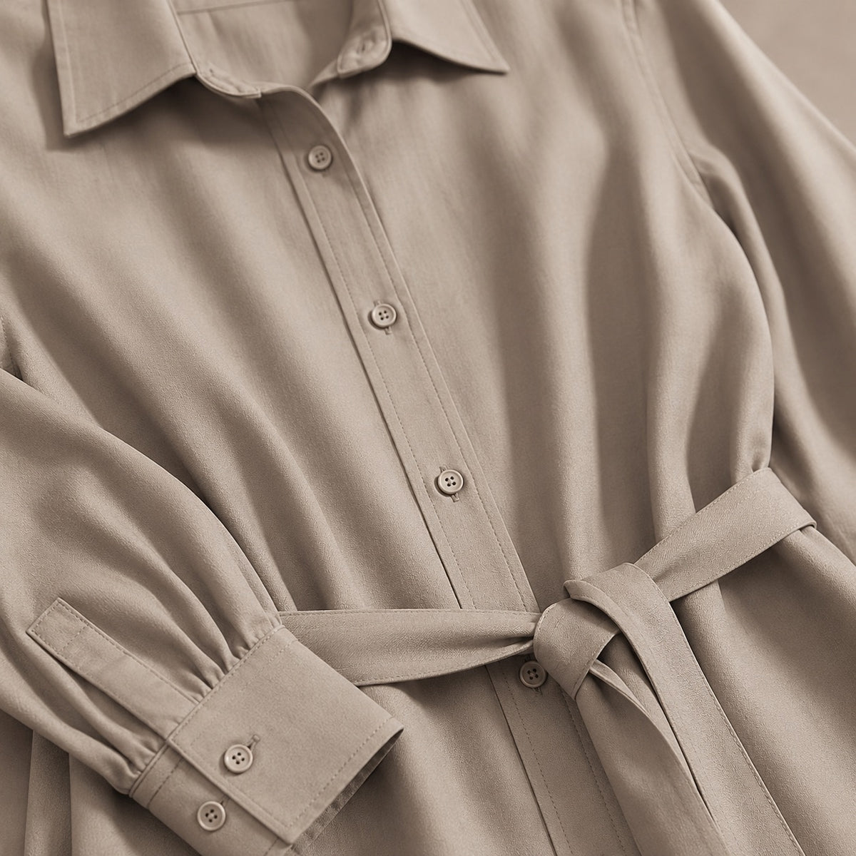 detail shot of the fabric — Orpington belted shirt dress, Shirt Dresses by ORASCI.