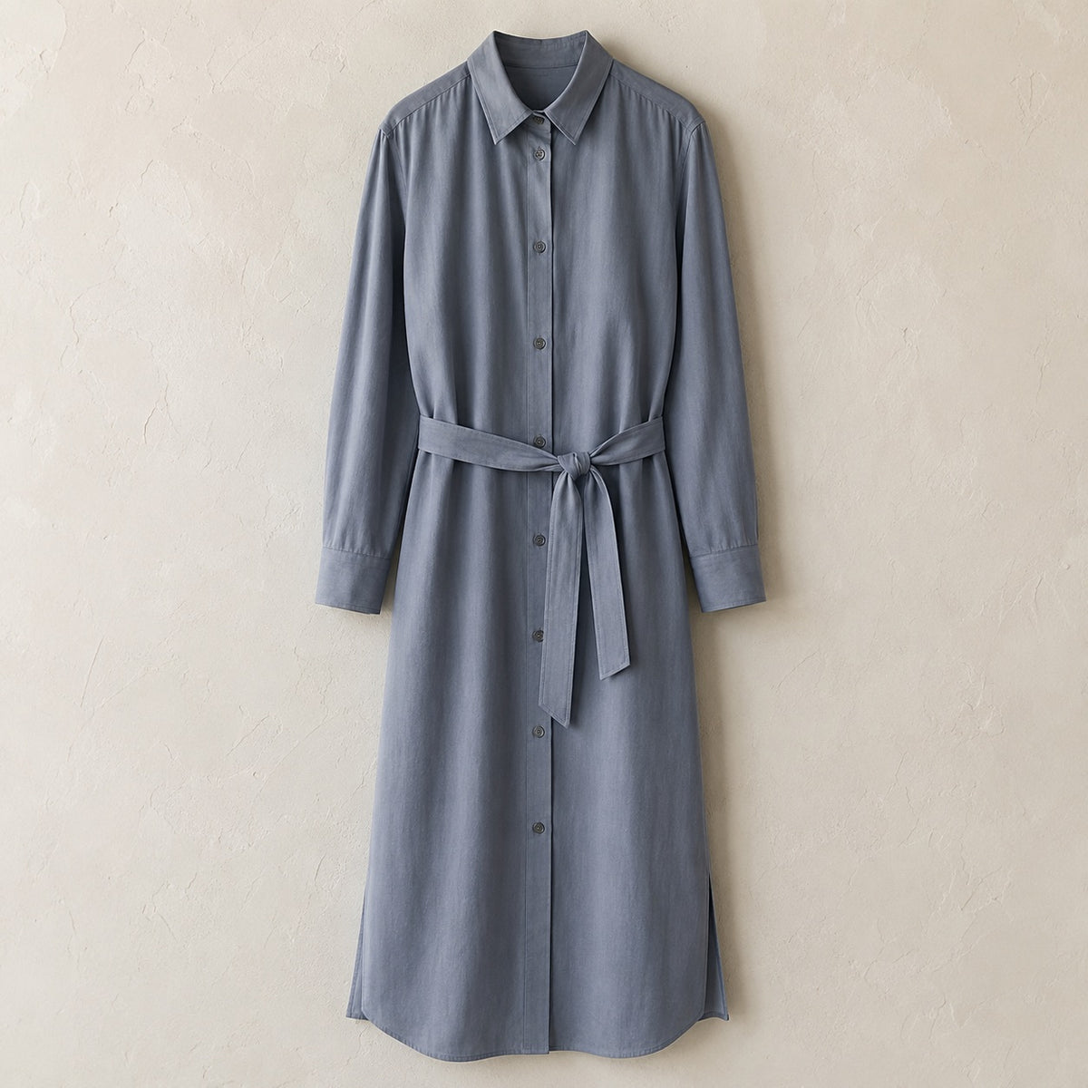 laid flat and shot from above — Meadow Gate belted shirt dress, Shirt Dresses by ORASCI.