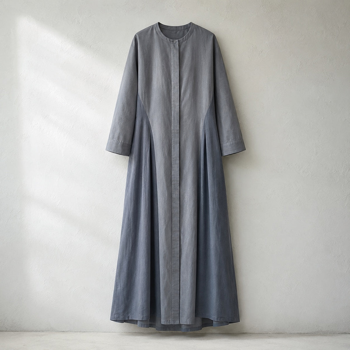 laid flat and shot from above — Hayes Common collarless shirt dress, Shirt Dresses by ORASCI.