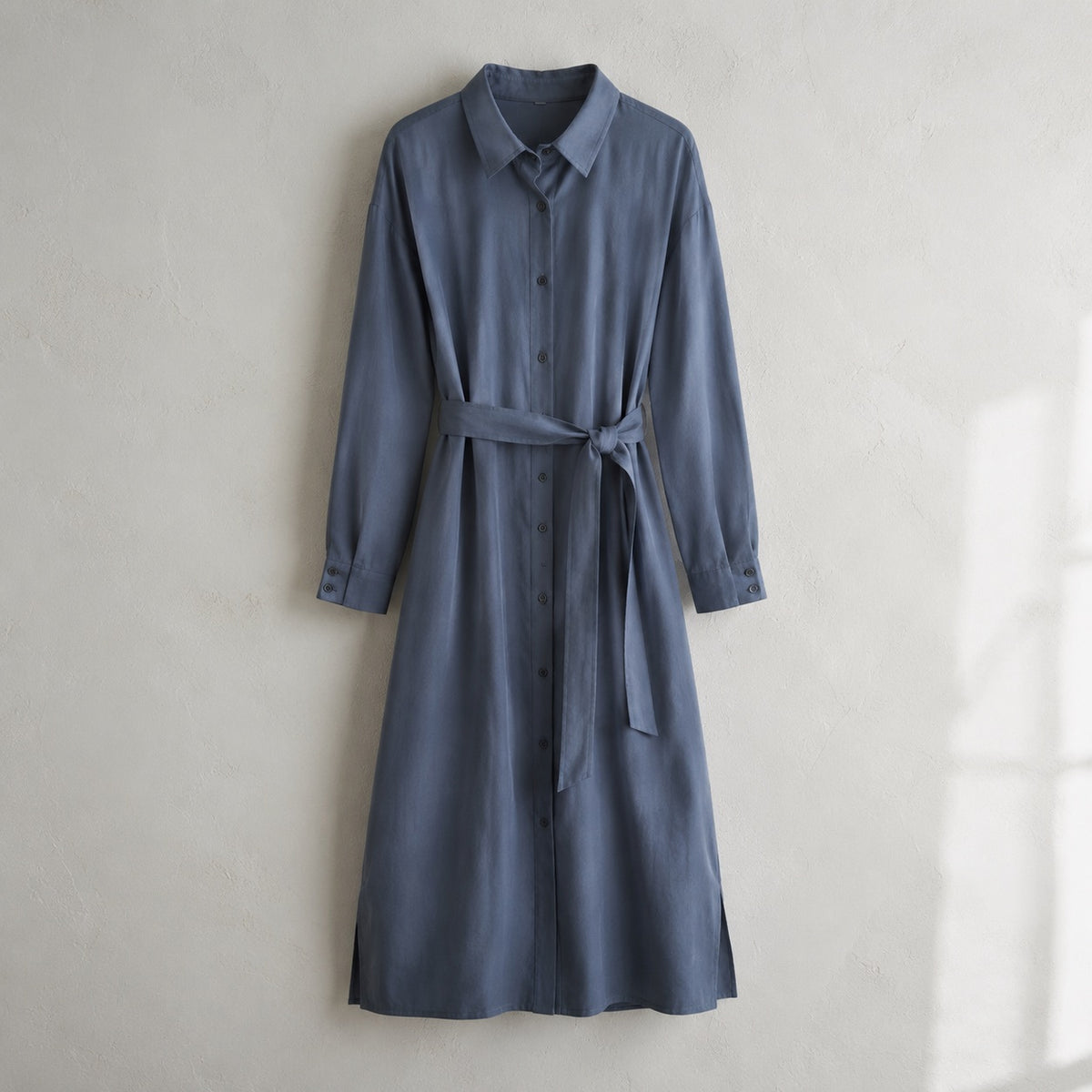 laid flat and shot from above — Slate Hollow belted shirt dress, Shirt Dresses by ORASCI.