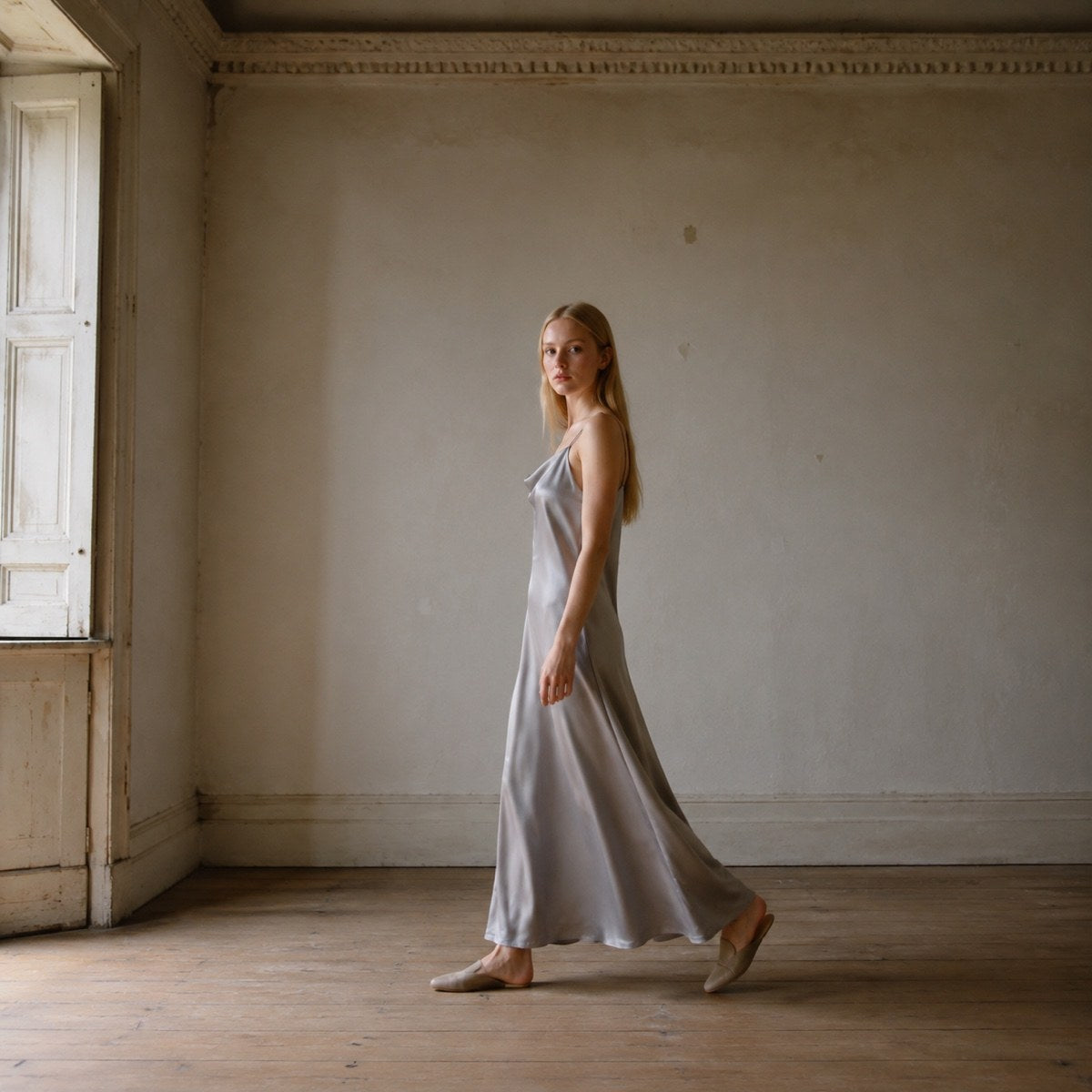 shown on the model — Meadow Gate cowl-neck slip dress, Slip Maxi Dresses by ORASCI.