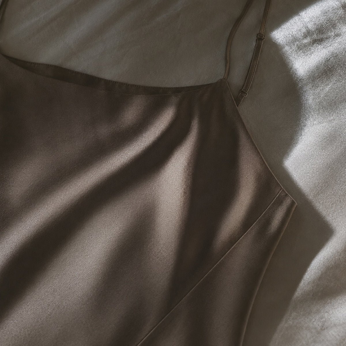 detail shot of the fabric — Elmstead bias-cut slip maxi dress, Slip Maxi Dresses by ORASCI.