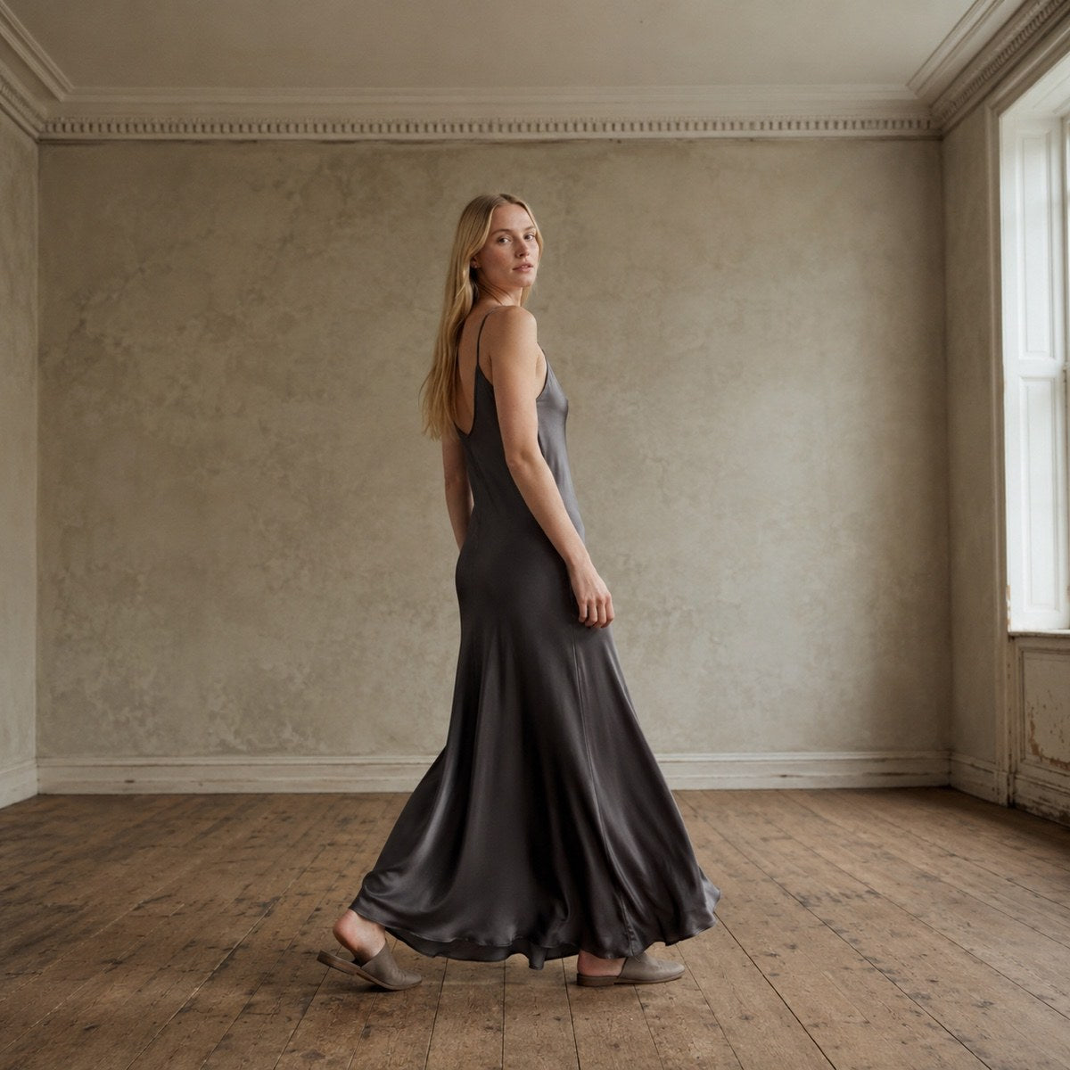 shown on the model — Cudham bias-cut slip maxi dress, Slip Maxi Dresses by ORASCI.