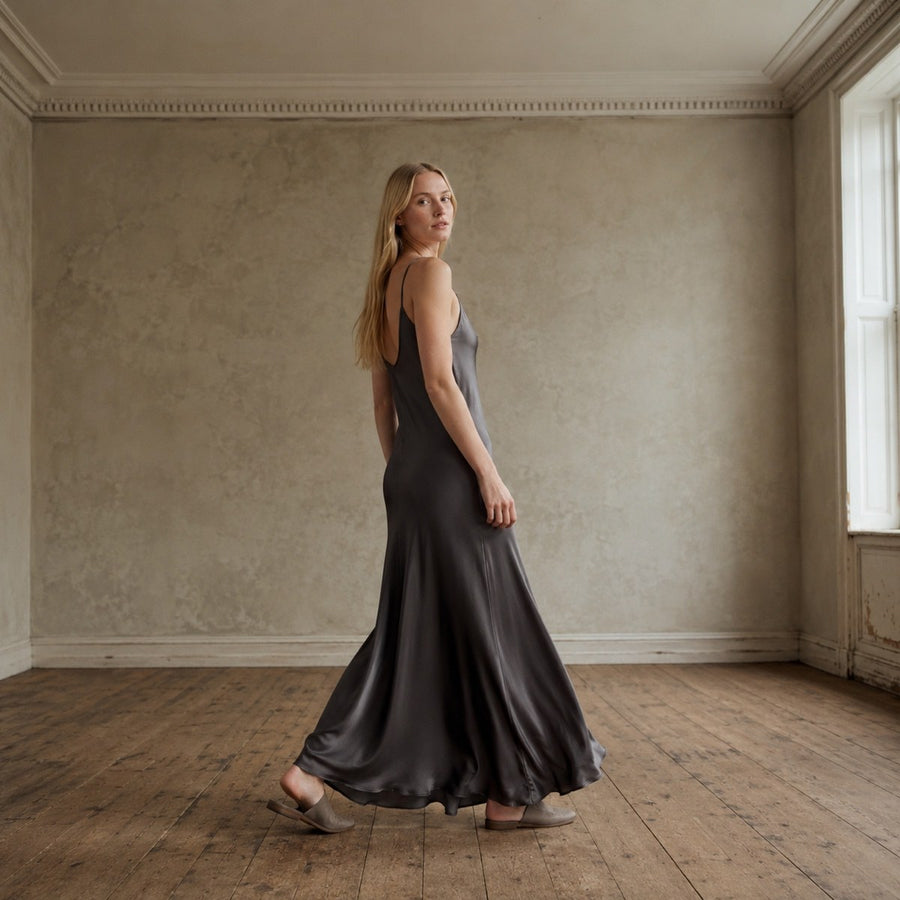 shown on the model — Cudham bias-cut slip maxi dress, Slip Maxi Dresses by ORASCI.