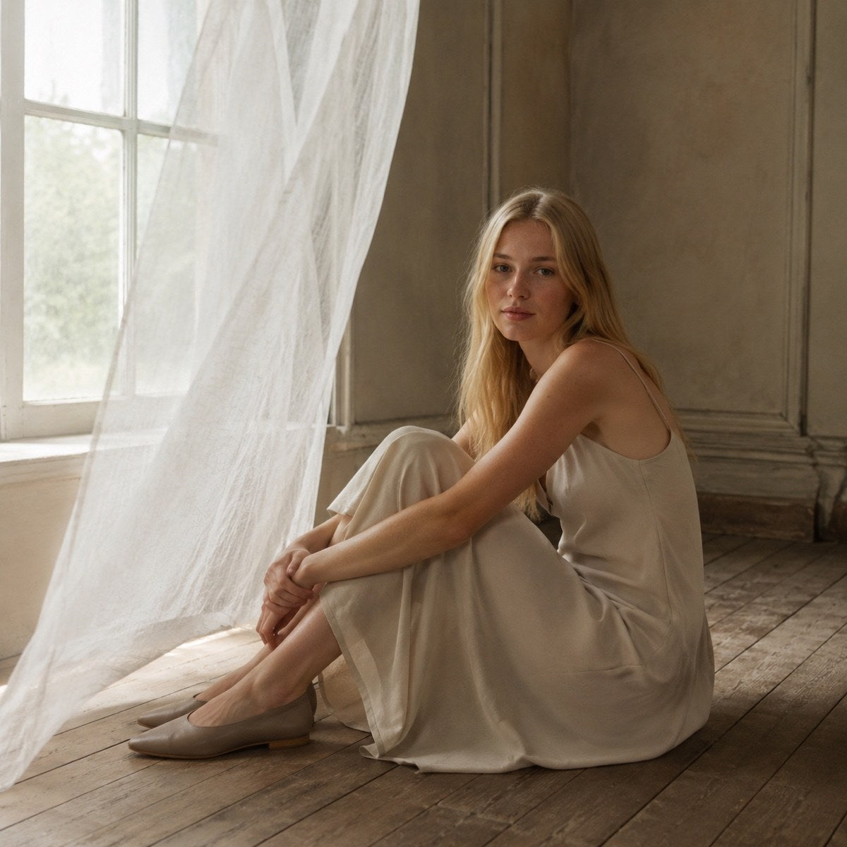 shown on the model — Hayes Common bias-cut slip maxi dress, Slip Maxi Dresses by ORASCI.