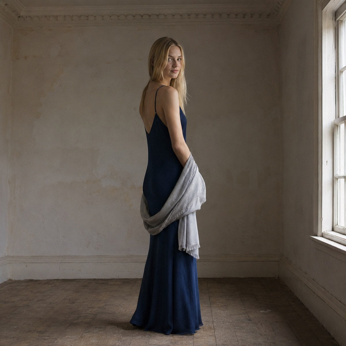shown worn, from the side — Petts Wood bias-cut slip maxi dress, Slip Maxi Dresses by ORASCI.