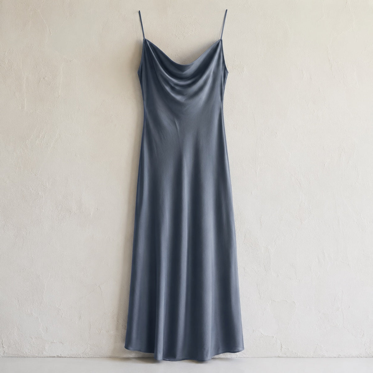 laid flat and shot from above — Ravensbourne cowl-neck slip dress, Slip Maxi Dresses by ORASCI.