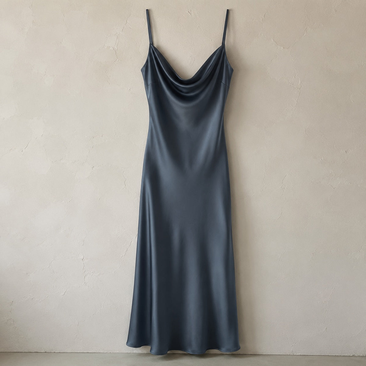 laid flat and shot from above — Keston cowl-neck slip dress, Slip Maxi Dresses by ORASCI.