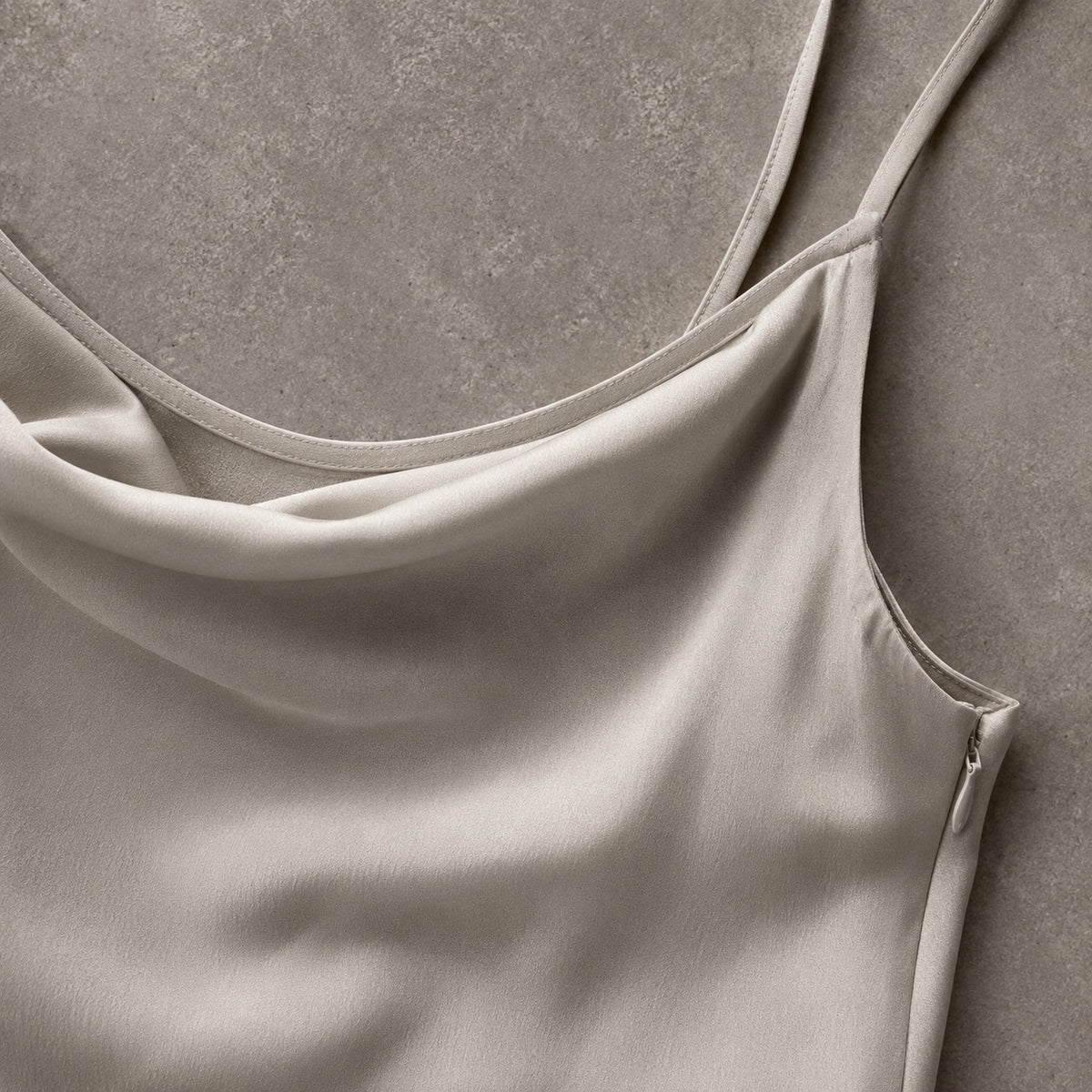 detail shot of the fabric — Bromley Vale cowl-neck slip dress, Slip Maxi Dresses by ORASCI.