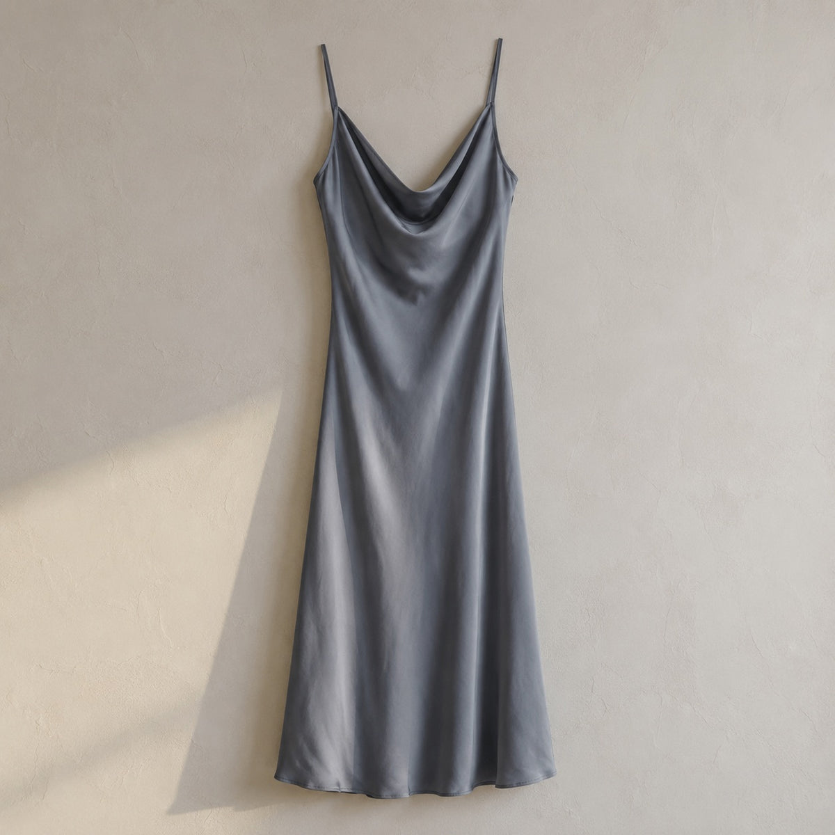 laid flat and shot from above — Bromley Vale cowl-neck slip dress, Slip Maxi Dresses by ORASCI.