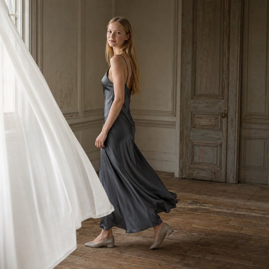 shown on the model — Alder Lane bias-cut slip maxi dress, Slip Maxi Dresses by ORASCI.
