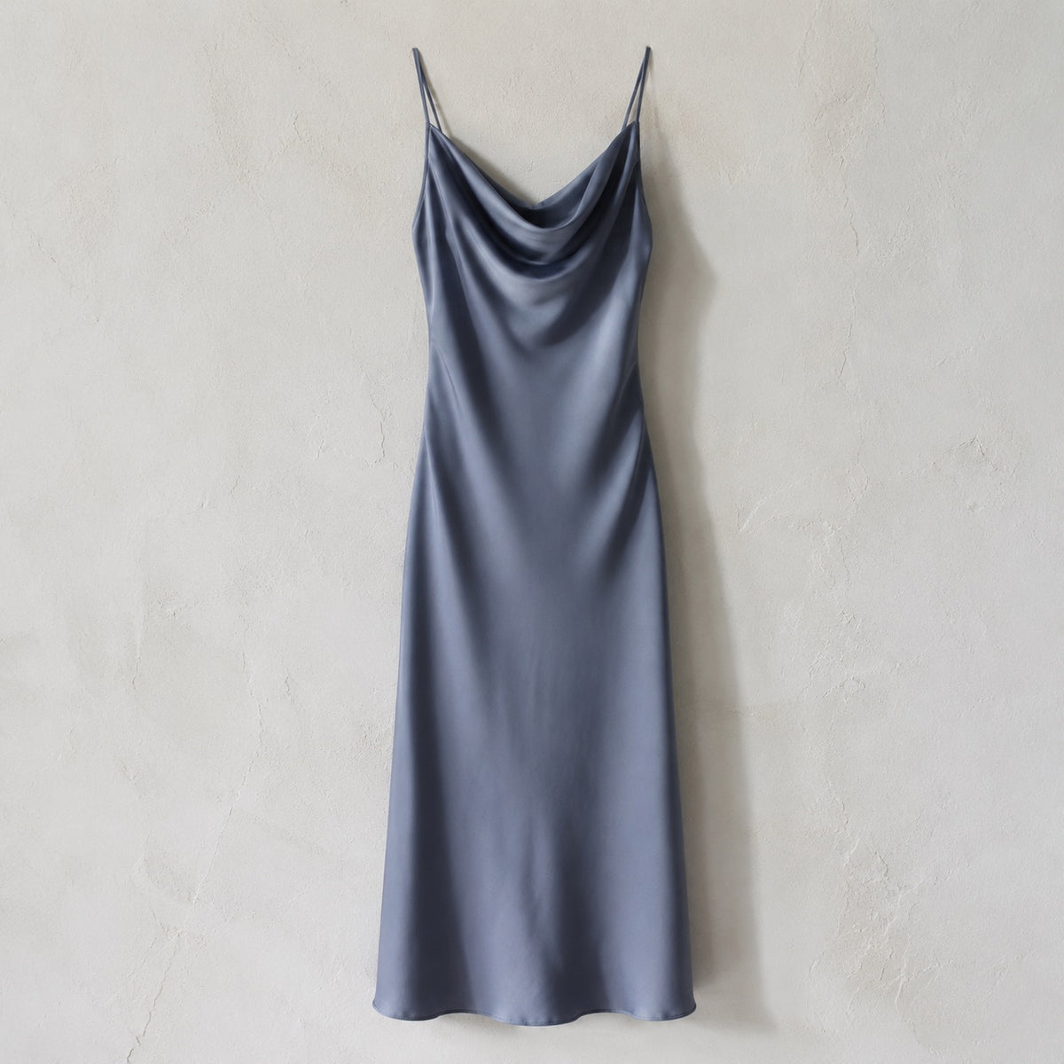 laid flat and shot from above — Slate Hollow cowl-neck slip dress, Slip Maxi Dresses by ORASCI.