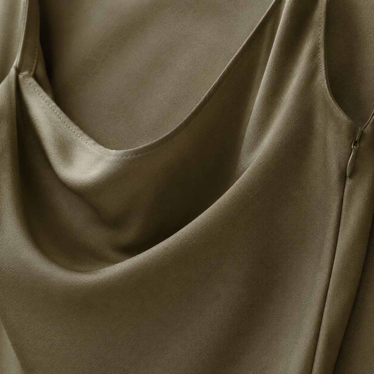 detail shot of the fabric — Willow Reach cowl-neck slip dress, Slip Maxi Dresses by ORASCI.